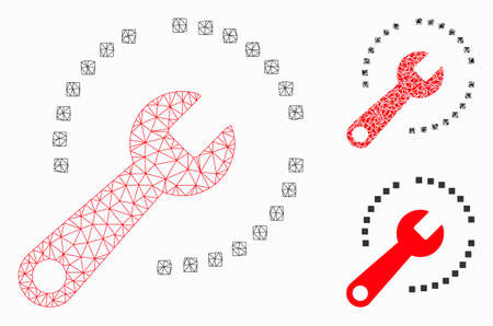 Mesh configure diagram model with triangle mosaic icon. Wire frame triangular mesh of configure diagram. Vector mosaic of triangle elements in different sizes, and color tinges.のイラスト素材