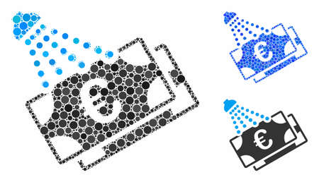 Euro money laundry mosaic for Euro money laundry icon of round dots in variable sizes and shades. Vector round dots are united into blue composition.のイラスト素材