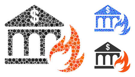 Bank fire disaster composition for bank fire disaster icon of circle elements in variable sizes and color tones. Vector round elements are combined into blue composition.のイラスト素材
