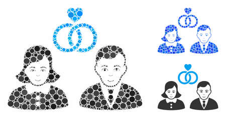 People marriage composition for people marriage icon of circle elements in different sizes and shades. Vector circle elements are united into blue mosaic.のイラスト素材