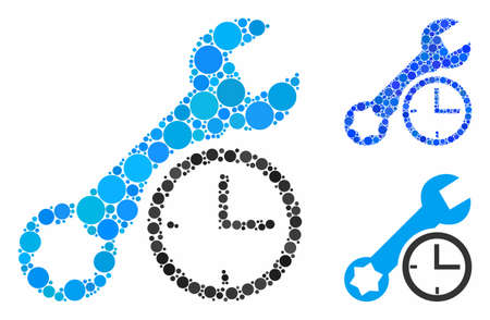 Service time composition for service time icon of round dots in variable sizes and color hues. Vector round dots are grouped into blue illustration.のイラスト素材