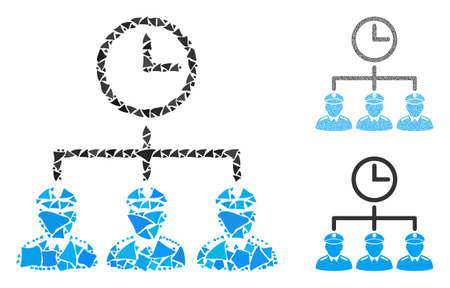 Time army mosaic of ragged pieces in variable sizes and color hues, based on time army icon. Vector ragged elements are organized into collage. Time army icons collage with dotted pattern.のイラスト素材