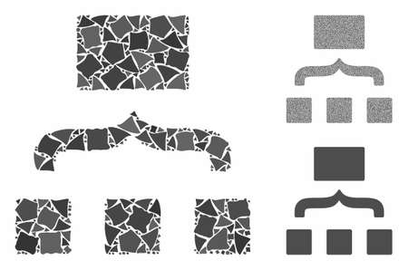 Scheme mosaic of tuberous items in variable sizes and color tones, based on scheme icon. Vector rough items are grouped into mosaic. Scheme icons collage with dotted pattern.のイラスト素材