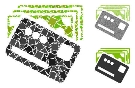 Money mosaic of unequal items in different sizes and color tints, based on money icon. Vector inequal items are composed into mosaic. Money icons collage with dotted pattern.のイラスト素材