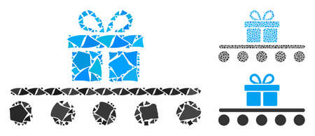 Baggage transportation composition of rugged parts in variable sizes and color tinges, based on baggage transportation icon. Vector bumpy elements are united into composition.のイラスト素材