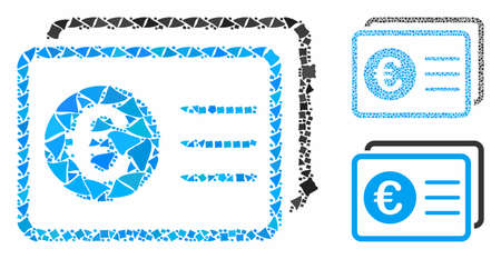 Euro bank accounts composition of ragged elements in variable sizes and color tinges, based on euro bank accounts icon. Vector ragged elements are composed into composition.のイラスト素材