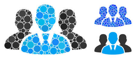 User group composition of circle elements in various sizes and color hues, based on user group icon. Vector circle elements are united into blue composition.のイラスト素材