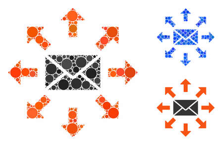 Send spam composition of small circles in various sizes and color tones, based on send spam icon. Vector small circles are united into blue composition.のイラスト素材