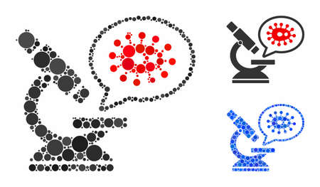 Microbe zooming mosaic of round dots in different sizes and shades, based on microbe zooming icon. Vector round dots are combined into blue composition.のイラスト素材