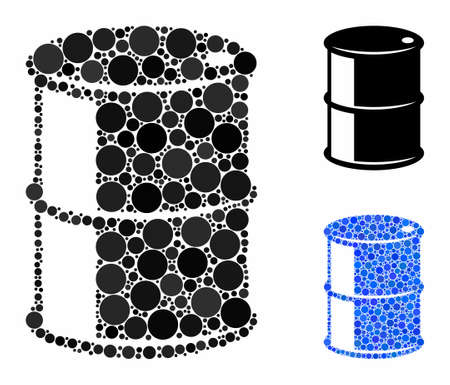Oil barrel composition of circle elements in different sizes and shades, based on oil barrel icon. Vector round elements are united into blue composition.のイラスト素材
