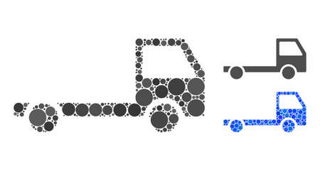 Truck chassis composition of circle elements in variable sizes and color hues, based on truck chassis icon. Vector circle elements are united into blue composition.のイラスト素材