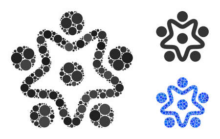 User organization mosaic of circle elements in various sizes and color tints, based on user organization icon. Vector circle elements are grouped into blue mosaic.のイラスト素材