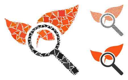 Explore natural drugs mosaic of raggy elements in various sizes and color tones, based on explore natural drugs icon. Vector abrupt elements are organized into collage.のイラスト素材