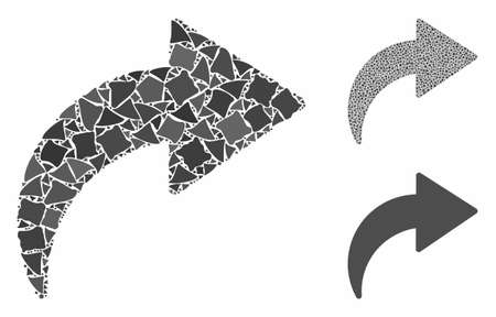 Redo mosaic of rugged items in different sizes and color tinges, based on redo icon. Vector humpy items are organized into collage. Redo icons collage with dotted pattern.のイラスト素材