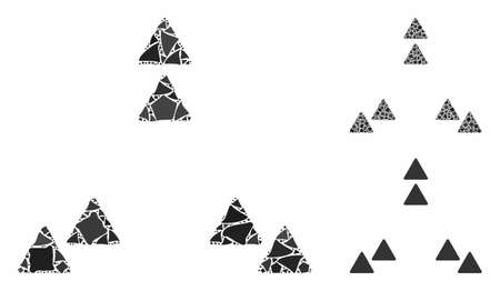 Move out triangles mosaic of joggly elements in various sizes and color tints, based on move out...