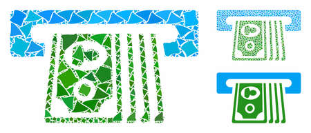 ATM insert cash composition of rough parts in different sizes and shades, based on ATM insert cash icon. Vector rough items are organized into composition.のイラスト素材