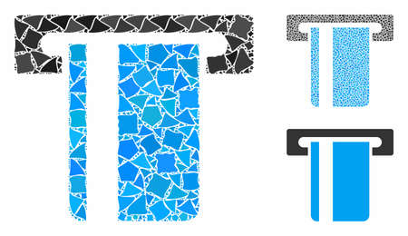 ATM terminal mosaic of humpy items in different sizes and color hues, based on ATM terminal icon. Vector tuberous items are organized into mosaic. ATM terminal icons collage with dotted pattern.のイラスト素材