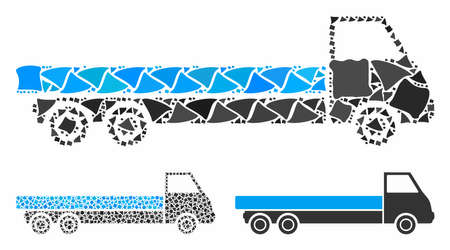 Truck composition of tuberous items in various sizes and color tints, based on truck icon. Vector humpy items are grouped into composition. Truck icons collage with dotted pattern.のイラスト素材