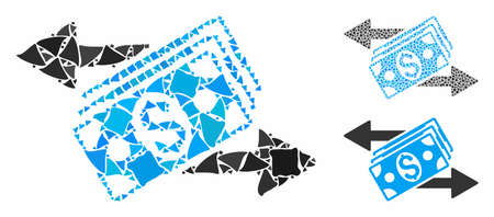 Dollar banknotes payments composition of irregular pieces in various sizes and shades, based on dollar banknotes payments icon. Vector irregular pieces are combined into mosaic.のイラスト素材