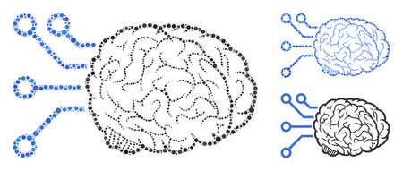 Brain computer interface composition of round dots in different sizes and shades, based on brain...