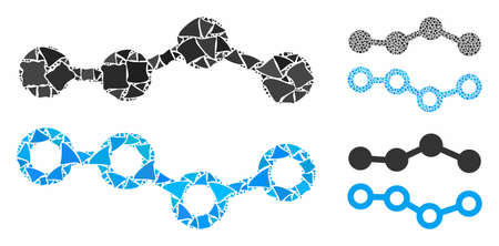 Trends mosaic of joggly items in various sizes and color tinges, based on trends icon. Vector irregular elements are united into mosaic. Trends icons collage with dotted pattern.のイラスト素材