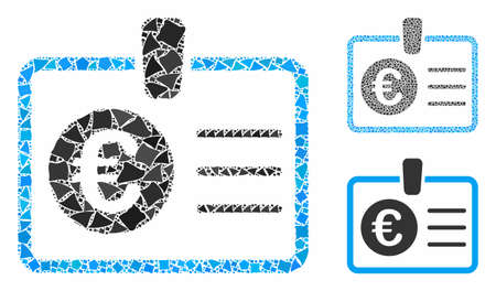 Euro access card mosaic of abrupt items in variable sizes and color hues, based on euro access card icon. Vector trembly items are united into mosaic.のイラスト素材