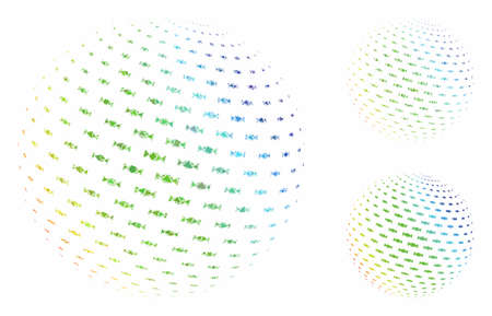 Candy abstract sphere mosaic of irregular elements in different sizes and color tones, based on candy abstract sphere icon. Vector uneven elements are composed into illustration.のイラスト素材