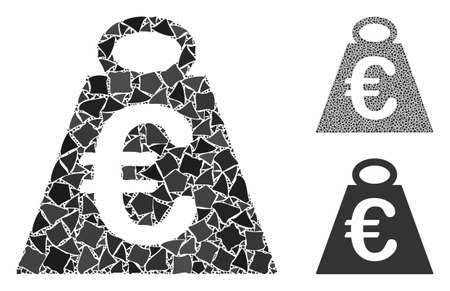 Euro weight standard mosaic of tuberous items in various sizes and shades, based on Euro weight standard icon. Vector abrupt elements are grouped into mosaic.のイラスト素材