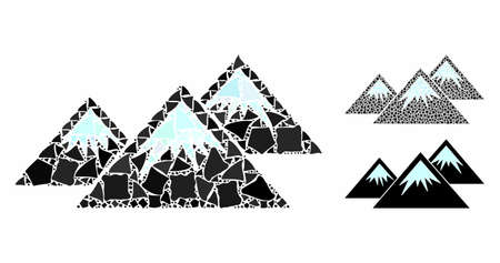 Icecap mountains mosaic of humpy pieces in various sizes and shades, based on icecap mountains icon. Vector humpy pieces are grouped into illustration.のイラスト素材
