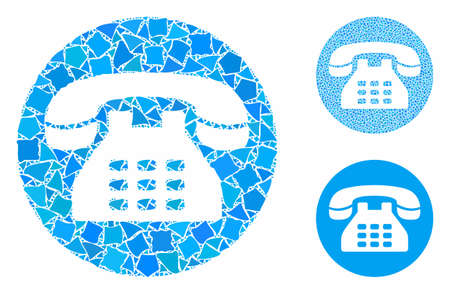 Phone number composition of humpy elements in variable sizes and color tints, based on phone number icon. Vector abrupt elements are grouped into collage.のイラスト素材