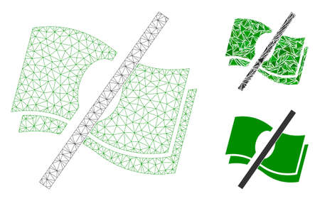 Mesh no fee model with triangle mosaic icon. Wire carcass triangular mesh of no fee. Vector mosaic of triangles in variable sizes, and color tints. Abstract flat mesh no fee, designed with triangles.のイラスト素材