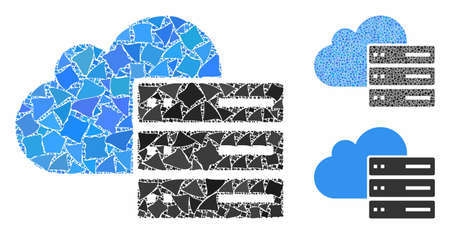 Cloud computing mosaic of rough pieces in different sizes and color hues, based on cloud computing icon. Vector unequal pieces are composed into mosaic.のイラスト素材