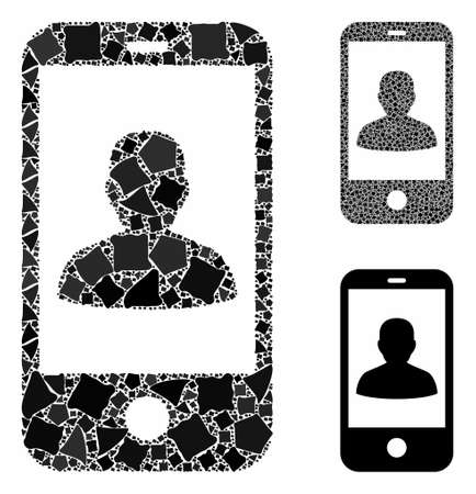 Mobile profile composition of trembly pieces in different sizes and color tinges, based on mobile profile icon. Vector trembly items are composed into composition.のイラスト素材