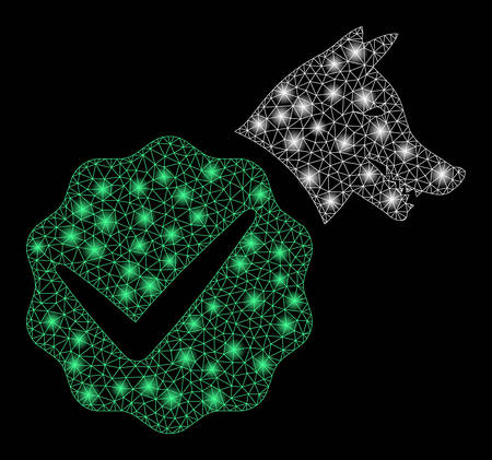 Glossy mesh for dogs only with glitter effect. Abstract illuminated model of for dogs only icon. Shiny wire frame polygonal mesh for dogs only. Vector abstraction on a black background.のイラスト素材