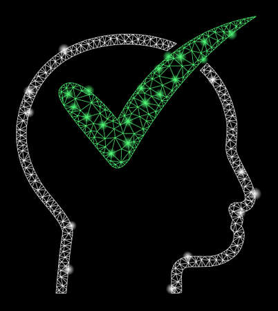 Glossy mesh recommended with glare effect. Abstract illuminated model of recommended icon. Shiny wire carcass polygonal mesh recommended. Vector abstraction on a black background.のイラスト素材
