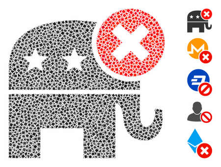 Reject republican icon mosaic of unequal parts in various sizes and color hues, based on reject republican icon. Vector unequal parts are composed into collage.のイラスト素材
