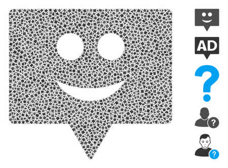 Smile banner icon mosaic of abrupt items in variable sizes and color tints, based on smile banner icon. Vector inequal items are grouped into illustration.のイラスト素材