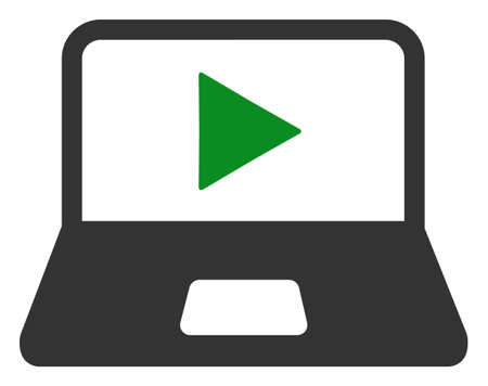 Webcast laptop raster icon. Flat Webcast laptop symbol is isolated on a white background.の写真素材