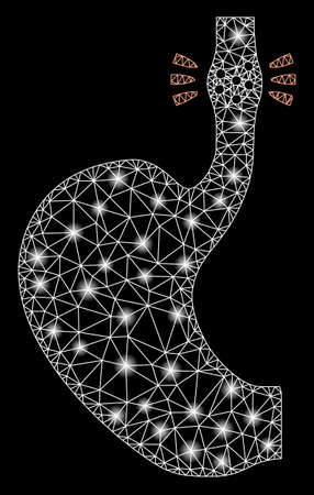 Glowing mesh esophageal cancer with glitter effect. Abstract illuminated model of esophageal cancer icon. Shiny wire carcass triangular mesh esophageal cancer.のイラスト素材