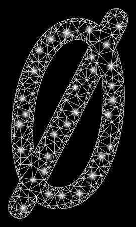 Glowing mesh nope with glow effect. Abstract illuminated model of nope icon. Shiny wire carcass triangular mesh nope. Vector abstraction on a black background.のイラスト素材