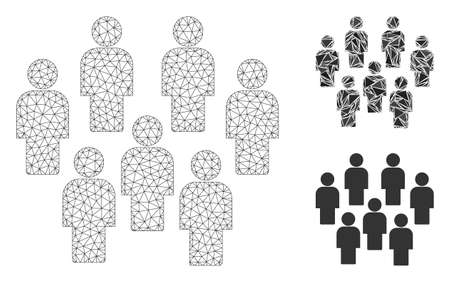 Mesh demography model with triangle mosaic icon. Wire frame polygonal network of demography. Vector mosaic of triangle elements in variable sizes, and color hues. Abstract flat mesh demography,のイラスト素材