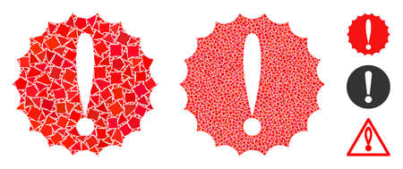 Dangerous conditions icon composition of tuberous pieces in various sizes and color tones, based on dangerous conditions icon. Vector trembly pieces are combined into collage.のイラスト素材