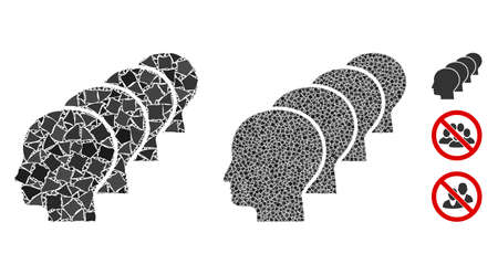 People icon mosaic of ragged elements in various sizes and color tones, based on people icon. Vector rough elements are combined into mosaic. People icons collage with dotted pattern.のイラスト素材