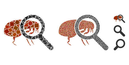 Total flea control icon mosaic of rugged elements in various sizes and color tints, based on total...