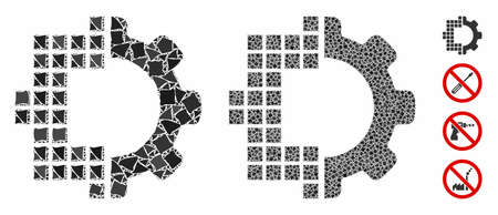 Digital technology mosaic of unequal elements in variable sizes and color hues, based on digital technology icon. Vector unequal elements are grouped into mosaic.のイラスト素材