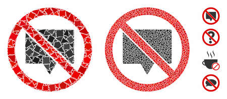 No banner mosaic of bumpy items in variable sizes and color hues, based on no banner icon. Vector bumpy dots are composed into mosaic. No banner icons collage with dotted pattern.のイラスト素材