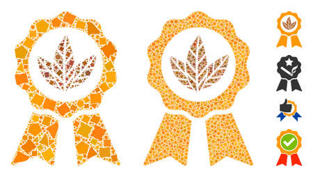 Superior tobacco composition of bumpy parts in different sizes and shades, based on superior tobacco icon. Vector bumpy parts are composed into illustration.のイラスト素材