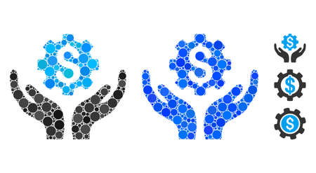 Maintenance price composition of round dots in different sizes and color tints, based on maintenance price icon. Vector round dots are organized into blue mosaic.のイラスト素材