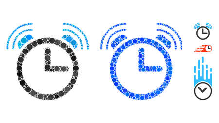 Alarm clock mosaic of spheric dots in various sizes and shades, based on alarm clock icon. Vector...