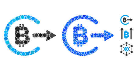 Bitcoin cashout composition of circle elements in different sizes and shades, based on Bitcoin cashout icon. Vector circle elements are united into blue collage.のイラスト素材